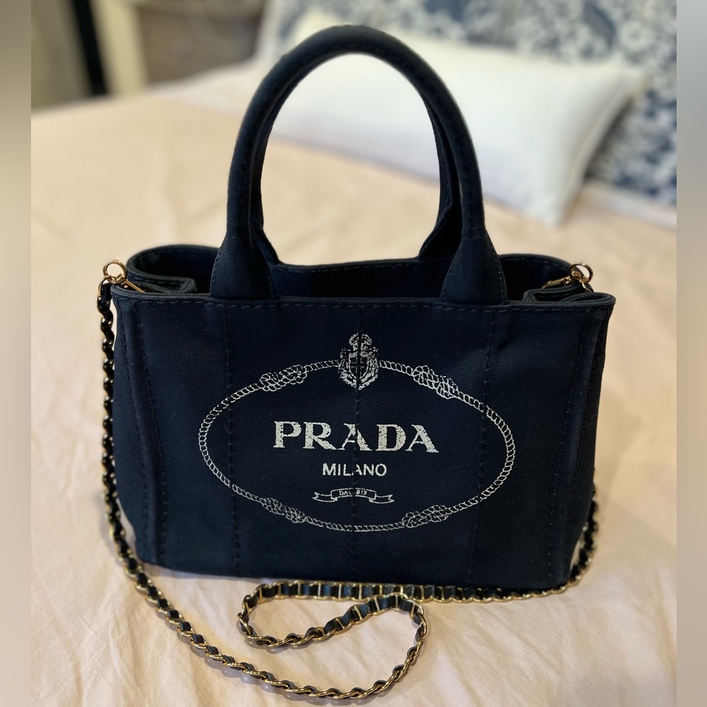 Prada | Small Canapa Logo Tote | Black